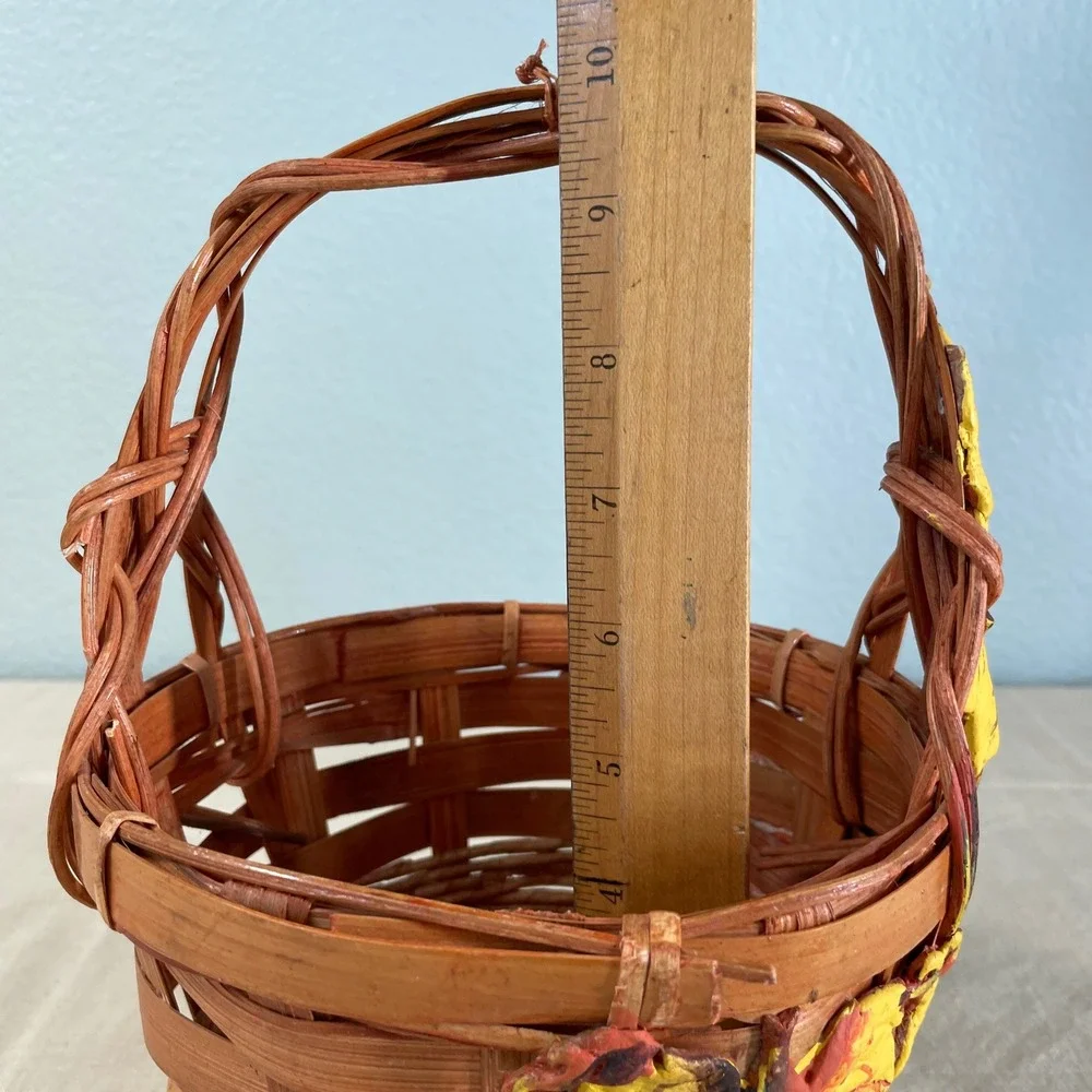 Vintage Fall Basket with Autumn Leaves and Acorns Cottage Decor
